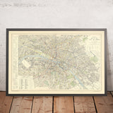 Alte Omnibuskarte von Paris von Letts, 1892: Seine, Louvre & Tuileries, Notre Dame, Opéra, Invalides 