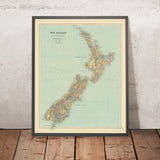 Mappa antica della Nuova Zelanda di Stanford, 1887: Auckland, Wellington, Alpi Meridionali, Isola Stewart, Contee 