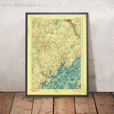 Old Map of Freeport, Maine by USGS, 1892 – Brunswick, Casco Bay & Androscoggin River