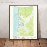 Map of Pacific City, Oregon by USGS, 1985 – Nestucca Bay, Cape Kiwanda & Sand Lake