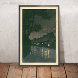 Rainy Night in Maekawa by Hasui Kawase, 1935