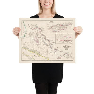 Old Map of The Bahamas by Arrowsmith, 1858: Nassau, New Providence, Channels, Banks, Coastlines
