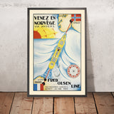 Norwegen-Reiseposter: Fred. Olsen Line via Anvers von Otto von Hanno 