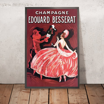 A framed image of Édouard Besserat Vintage Champagne Poster by Gaston Marechaux, 1925