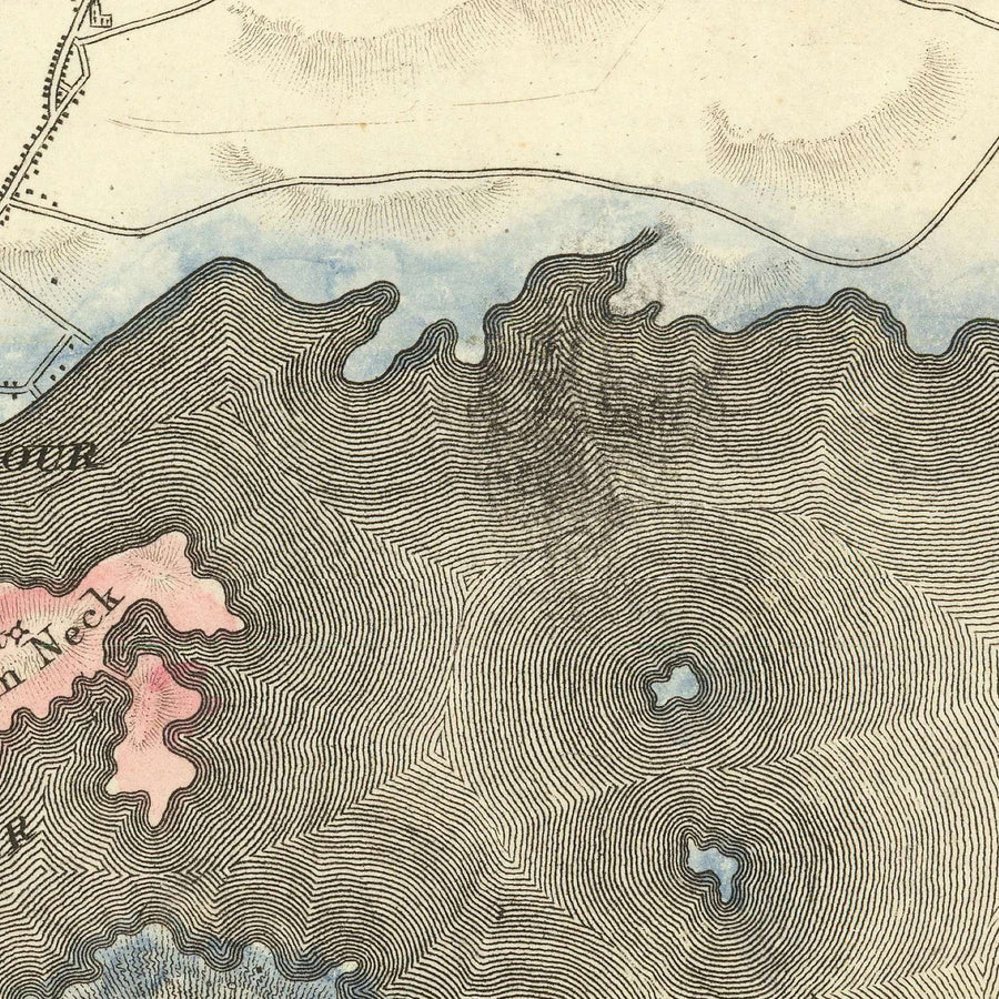 Prima grande mappa antica della Grande Boston di Hales, 1819: Cambridge, Salem, Harvard, Boston Sound 