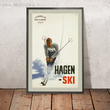 Póster de viaje de Noruega: Hagen – esquí por Einar Johnsen, 1934 