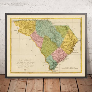Old Map of South Carolina by Carey, 1815: Charleston, Columbia, Greenville, Savannah R., Blue Ridge