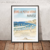 Póster de viaje de Hankø, Noruega: Bains de mer de Hankø de Thorolf Holmboe, 1904 