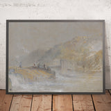 Foul von Gott: Flusslandschaft mit Anglern, die von einem Wehr fischen, von Turner, 1830 