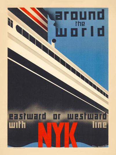 Around the World Travel Poster by George Hemming, 1932