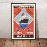 France Travel Poster: Rapidité Confort, Transbordement Direct by Compagnie Générale Transatlantique & Chemins de fer PLM, 1930