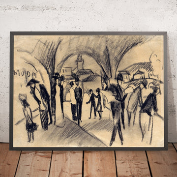 A framed image of Scene Under the Arcades in Thun by August Macke, 1913