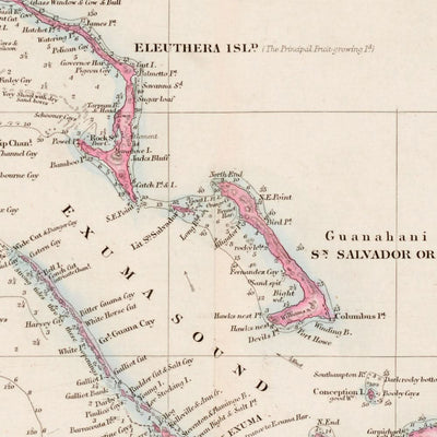 Old Map of The Bahamas by Arrowsmith, 1858: Nassau, New Providence, Channels, Banks, Coastlines