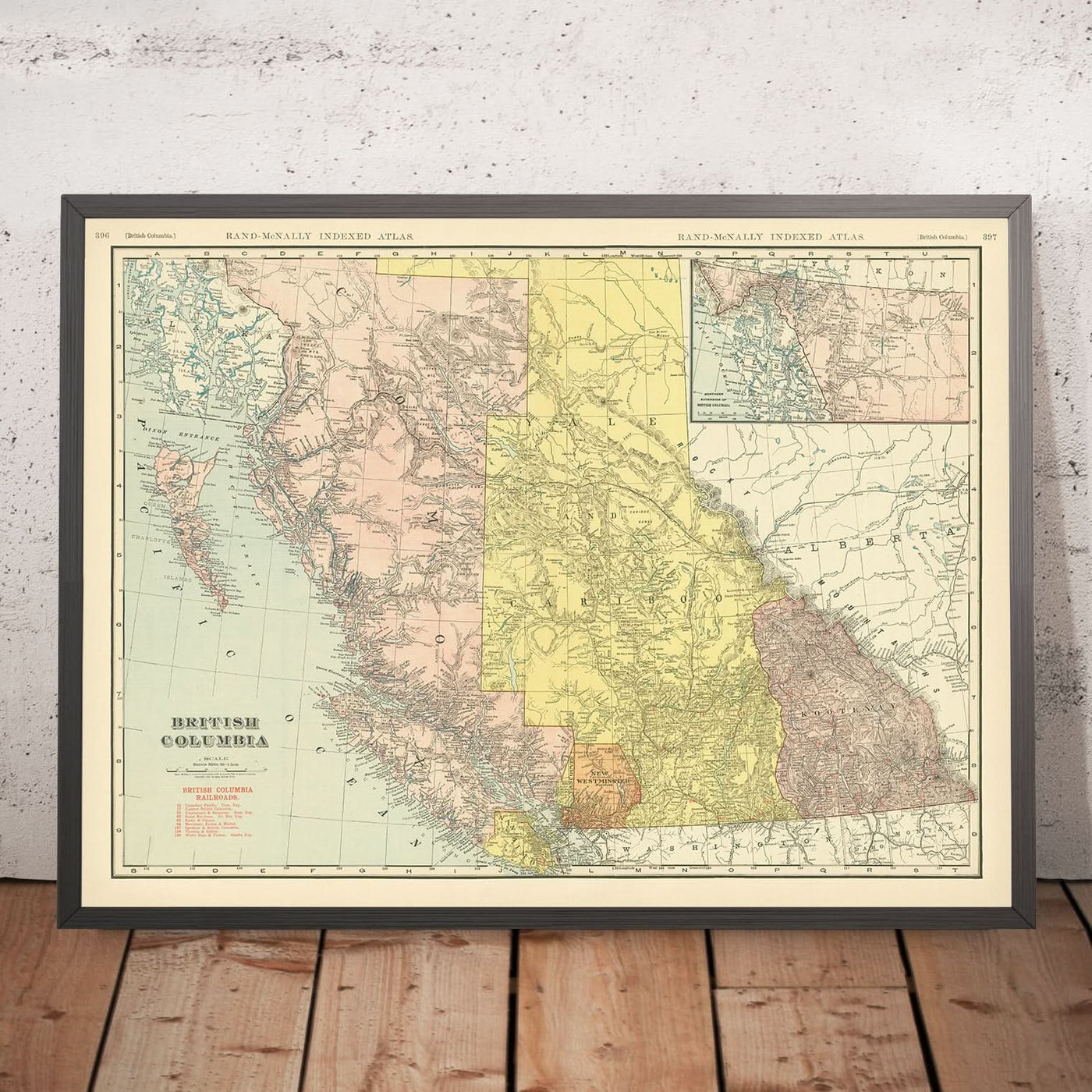 Old Map of British Columbia, 1911: Vancouver, Victoria, Coastal Inlets, Mountains, Railways