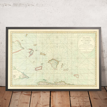 Old Map of Turks & Caicos, Bahamas, Hispaniola & Cuba, 1787: Depot de la Marine; Mercator projection; soundings, reefs