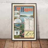 Reiseposter Lago Maggiore: Dampfschiff-Fahrplan von Gabriele Chiattone, 1889 