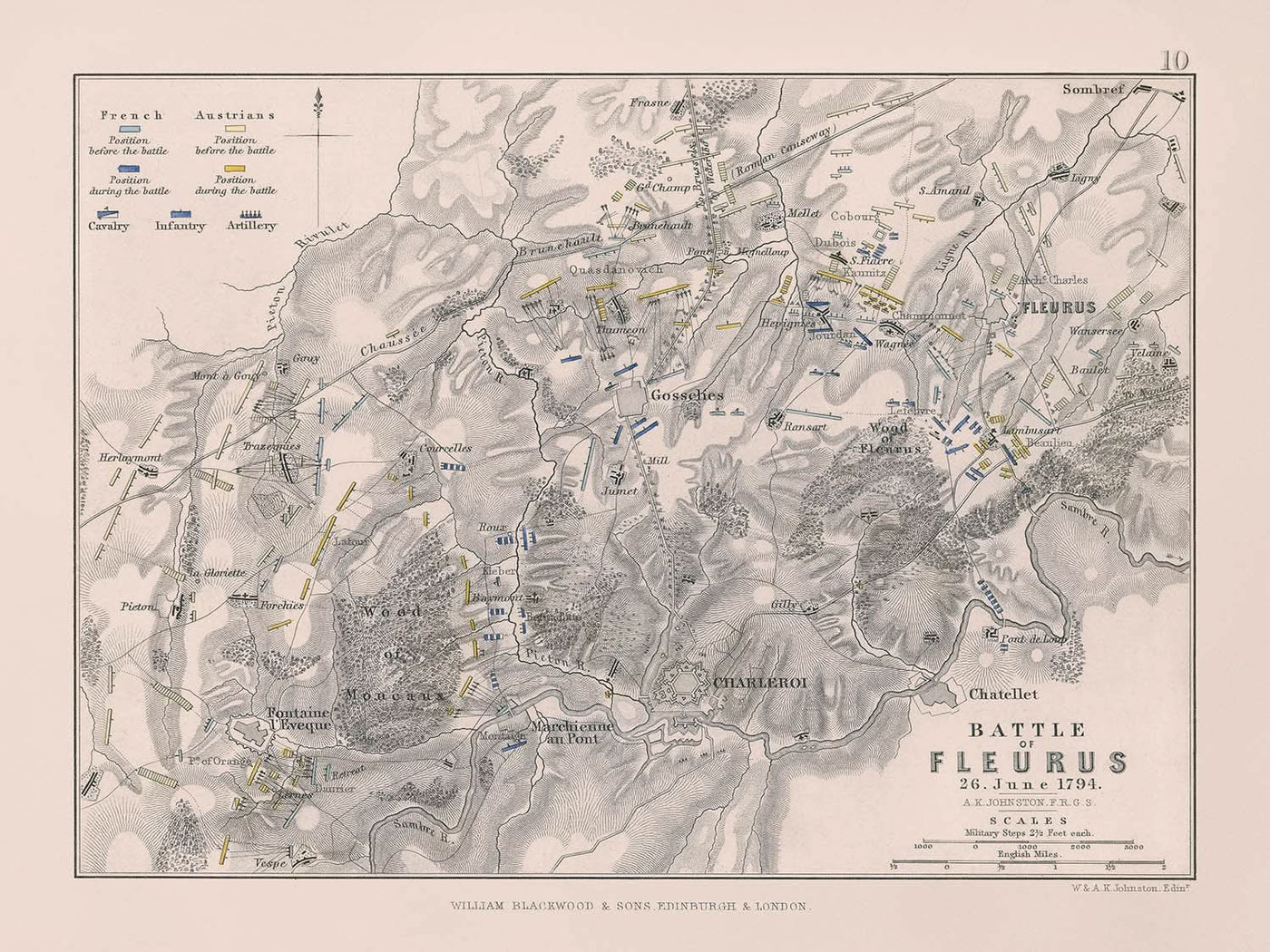 Schlacht von Fleurus, 26. Juni 1794 von AK Johnston, 1794