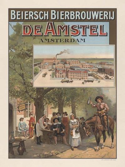 Amsterdam Travel Poster: Beiersch Bierbrouwerij De Amstel, 1910