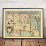 Ancienne carte ptolémaïque de la Libye et de l'Égypte par Mercator, 1578 : Nil, mer Rouge, Alexandrie, créatures mythiques 