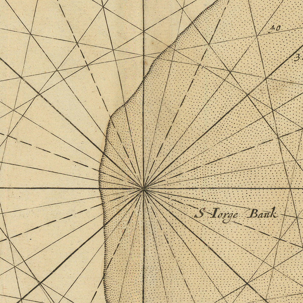 Old New England Nautical Chart by van Keulen, 1695: Cape Cod, Nantucket, Acadia (Nova Scotia)