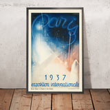 Reiseplakat Paris: Eiffelturm & Exposition Internationale 1937 von L. Beaudouin, 1937 