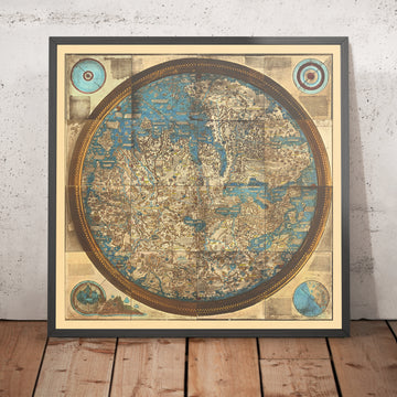 Rare Old Mappa Mundi par Fra Mauro, 1450 : La meilleure carte du monde médiévale géocentrique 