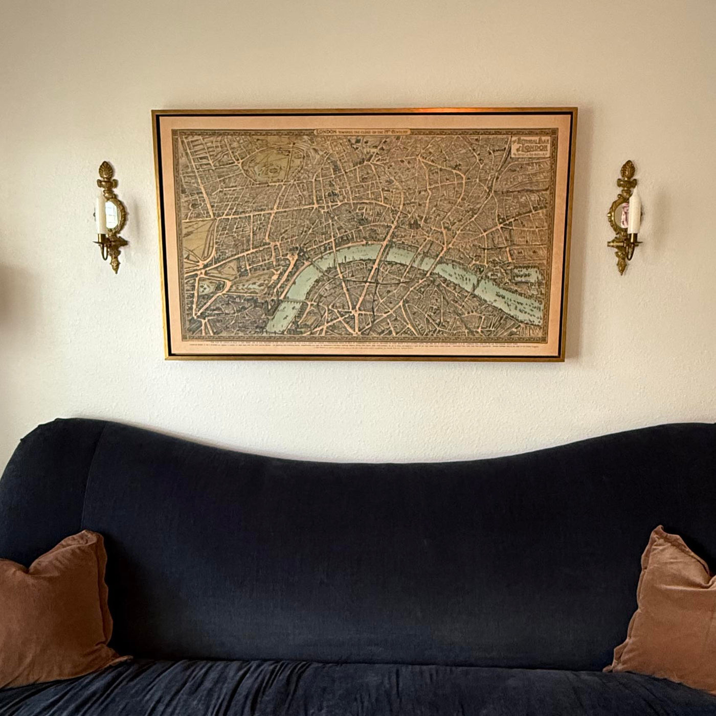 This map as a framed canvas (antique gold)