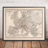 Mappa antica del Primo Impero Francese Napoleonico di Charles Dyonnet nel 1864 - Carta Storica Europea 