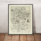 Alte Karte des mythischen Frisland von Bertelli, 1560: Andoforte, Alanto, Meeresbewohner, Atlantik 