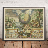 Ancienne illustration du jardin d'Eden, 1687 : carte du paradis de Romeyn De Hooghe