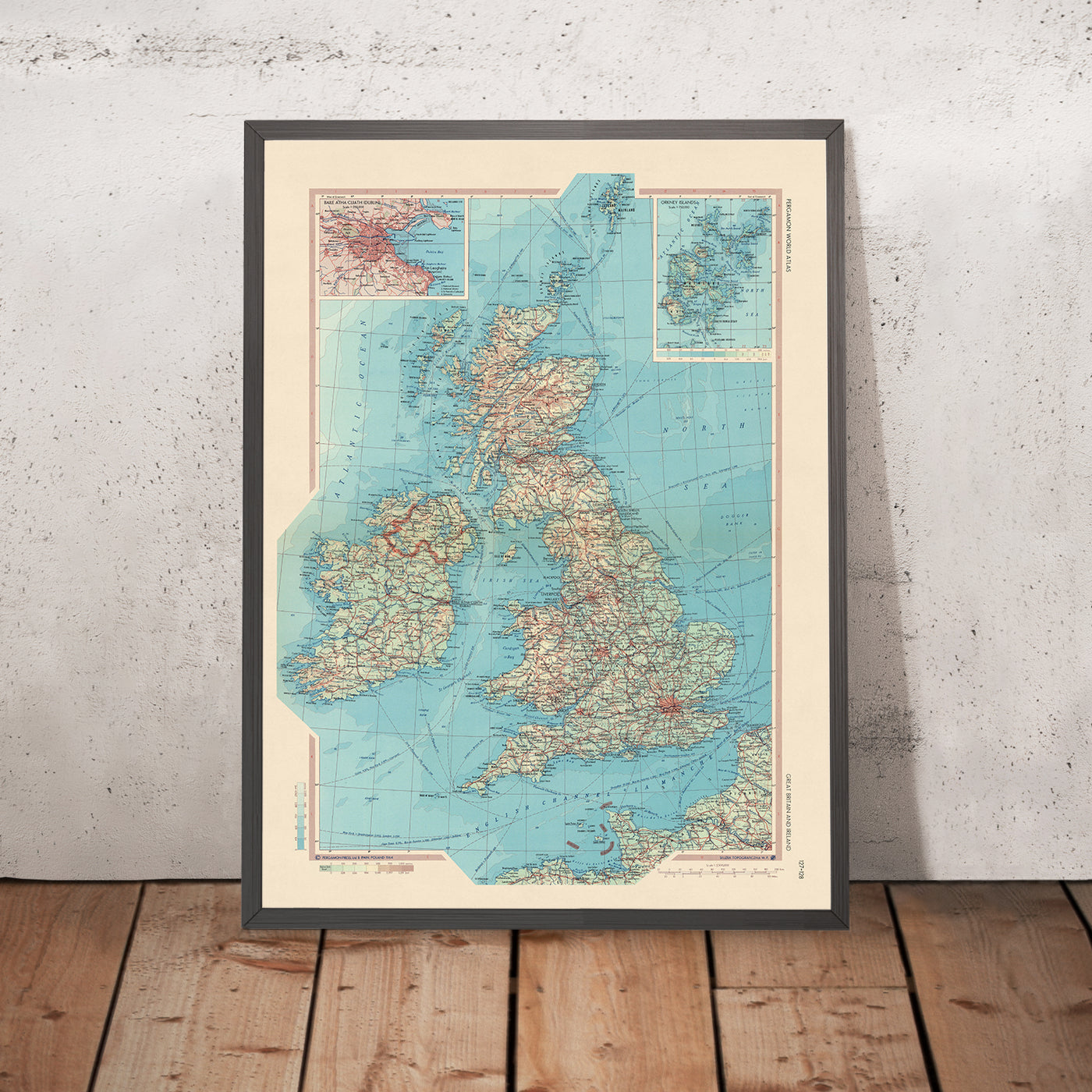Alte Karte von Großbritannien und Irland, 1967: London, Glasgow, Edinburgh, Snowdonia-Nationalpark, Themse