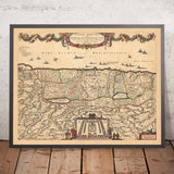 Mappa antica della Terra Santa di Visscher, 1690: Tribù di Israele, Mosè, Gerusalemme, Nazareth, Cisgiordania, Haifa, Mar Morto 