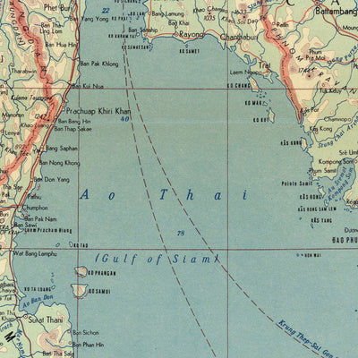Alte Karte von Indonesien, Thailand und Malaya, 1967: Jakarta, Bangkok, Kuala Lumpur, Vietnamkrieg, detaillierte politische und physische Karte
