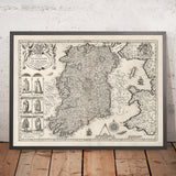 Alte Karte von Irland, Éireann 1611 von John Speed - Monochrome Antike Vintage Karte 