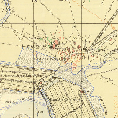 Old Guide Map of Karachi, 1929: Saddar, Clifton, Lyari, Karachi Harbor, Arabian Sea