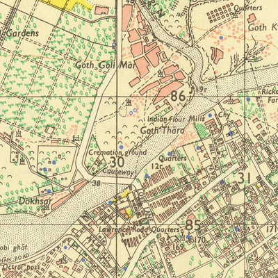 Old Guide Map of Karachi, 1929: Saddar, Clifton, Lyari, Karachi Harbor, Arabian Sea
