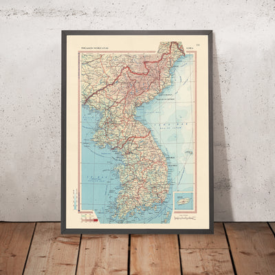 Alte Karte von Korea vom Topographischen Dienst der polnischen Armee, 1967: Seoul, Busan, Insel Jeju, Koreakrieg, Taebaek-Gebirge