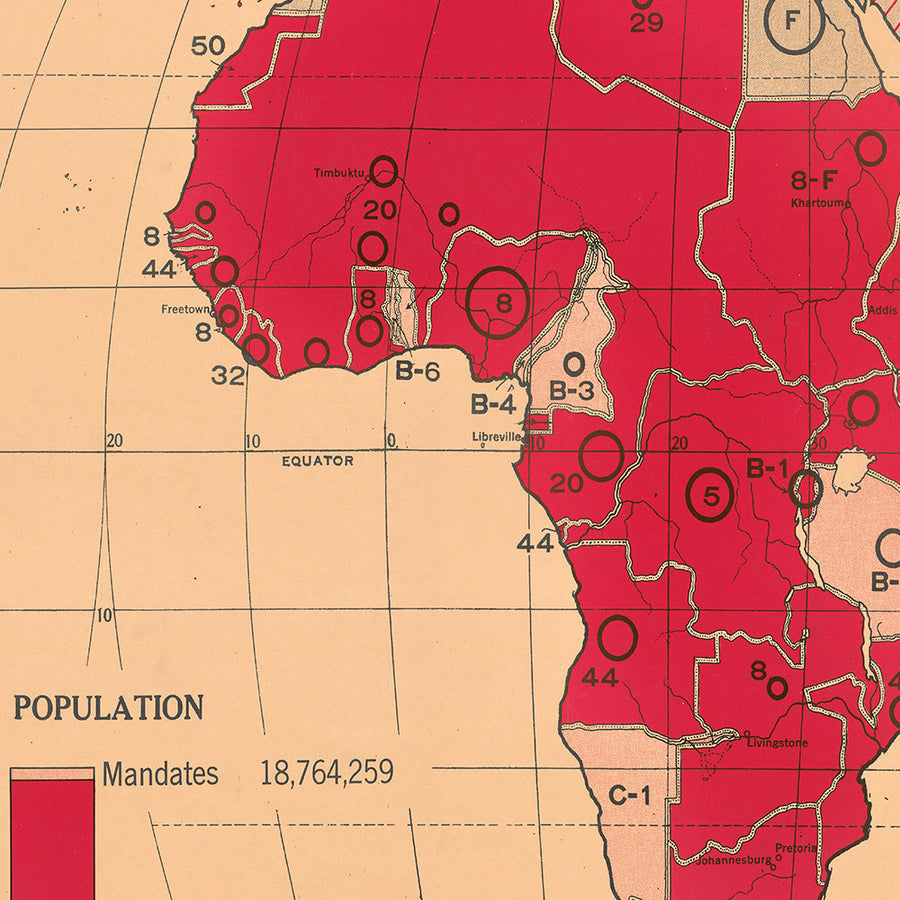 Old League of Nations World Map by Martin, 1927: Goode Homolosine Projection, Global Politics