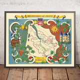 Mapa antiguo del vino de Burdeos por Hetreau, 1954: Burdeos, Saint-Émilion, Pomerol, Médoc, Garona 