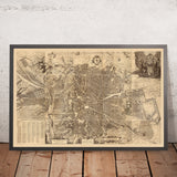 Seltene alte große Karte von Madrid von Teixeira, 1656: Plaza Mayor, Calle Mayor, Calle de Alcalá, große Kirchen, Klöster 