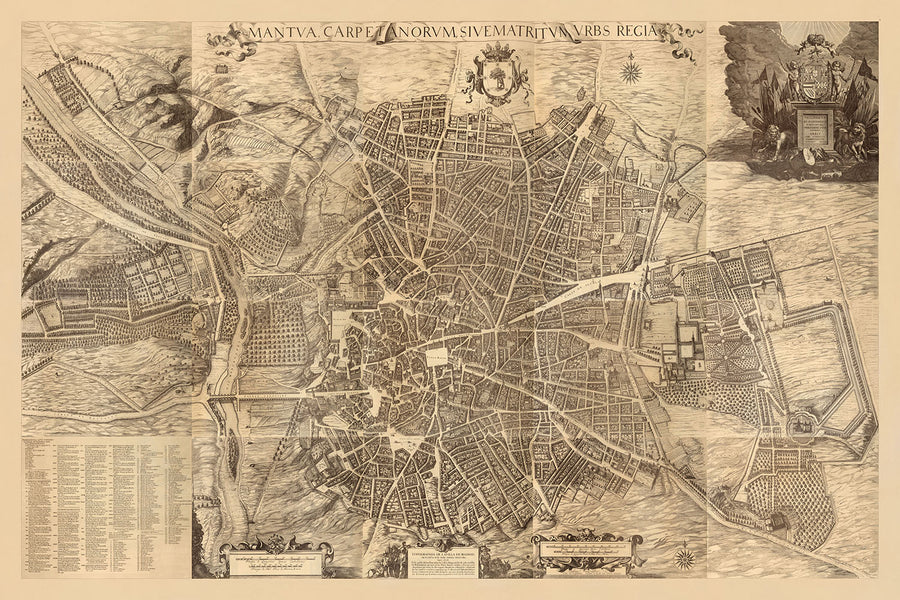 Mapa antiguo raro grande de Madrid por Teixeira, 1656: Plaza Mayor, Calle Mayor, Calle de Alcalá, Iglesias Mayores, Conventos 