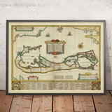 Alte Karte von Bermuda von Speed, 1627: Hamilton, St. George's, Great Sound, Stämme, Kompassrose 