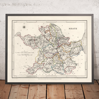 Old Map of County Meath by Samuel Lewis, 1844: Navan, Trim, Kells, Athboy, Hill of Tara