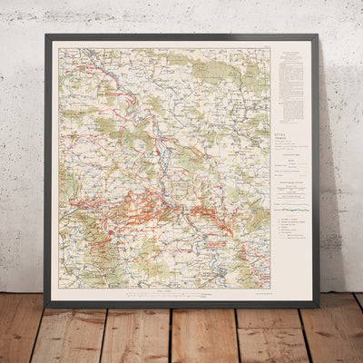 Old Military Map of Meuse-Argonne Offensive WW1 by Pershing, 1918: Verdun, Montfaucon, Sedan, Romagne, Cunel