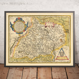 Alte Karte von Mähren, Tschechien von Ortelius, 1608: Brünn, Olmütz, Flüsse, Berge, befestigte Städte 