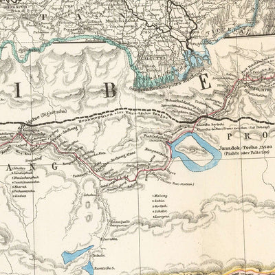 Mapa antiguo del Himalaya de Petermann, 1868: Everest, K2, Sikkim, Bután, Tíbet