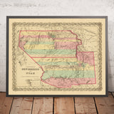 Alte Karte von New Mexico & Utah von J.H. Colton, 1856: Santa Fe, Albuquerque, Provo, Salt Lake City, St. George 