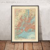 Mappa antica di New York City, 1967: Manhattan, Brooklyn, Il Bronx, Newark, Jersey City 