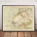 Ancienne carte arabe du nord-ouest de l'Afrique par Esref, 1894 : Marrakech, Alger, Tunis, Tripoli, Sahara 