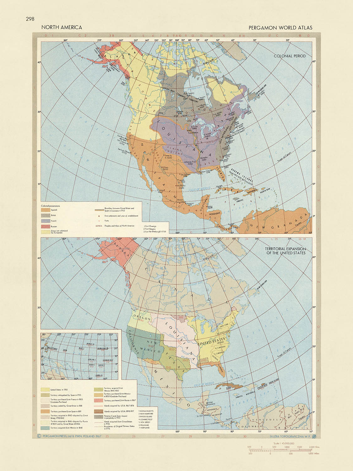 Colonial Map Examples Old Infographic Map of North American Colonial Era & Expansion, 1967 ...